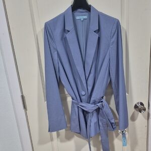 ANTONIO MELANI Dusty Blue Tie-Waist Blazer
